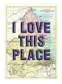 Northumberland Personalised Map Print | Map of Northumberland | Navy Vintage Font - Framed Wall Art