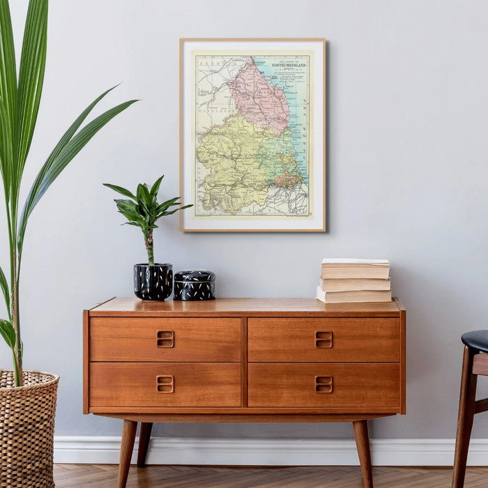 Northumberland Vintage Map Print | Map Print of Northumberland - Framed Wall Art
