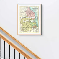 Northumberland is our Happy Place | Map Print of Northumberland | Map Art - Framed Wall Art