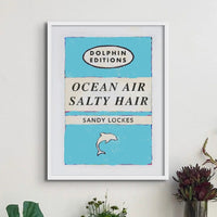 Vintage book cover art print of Ocean Air in light blue. This print comes with a frame for your convenience.