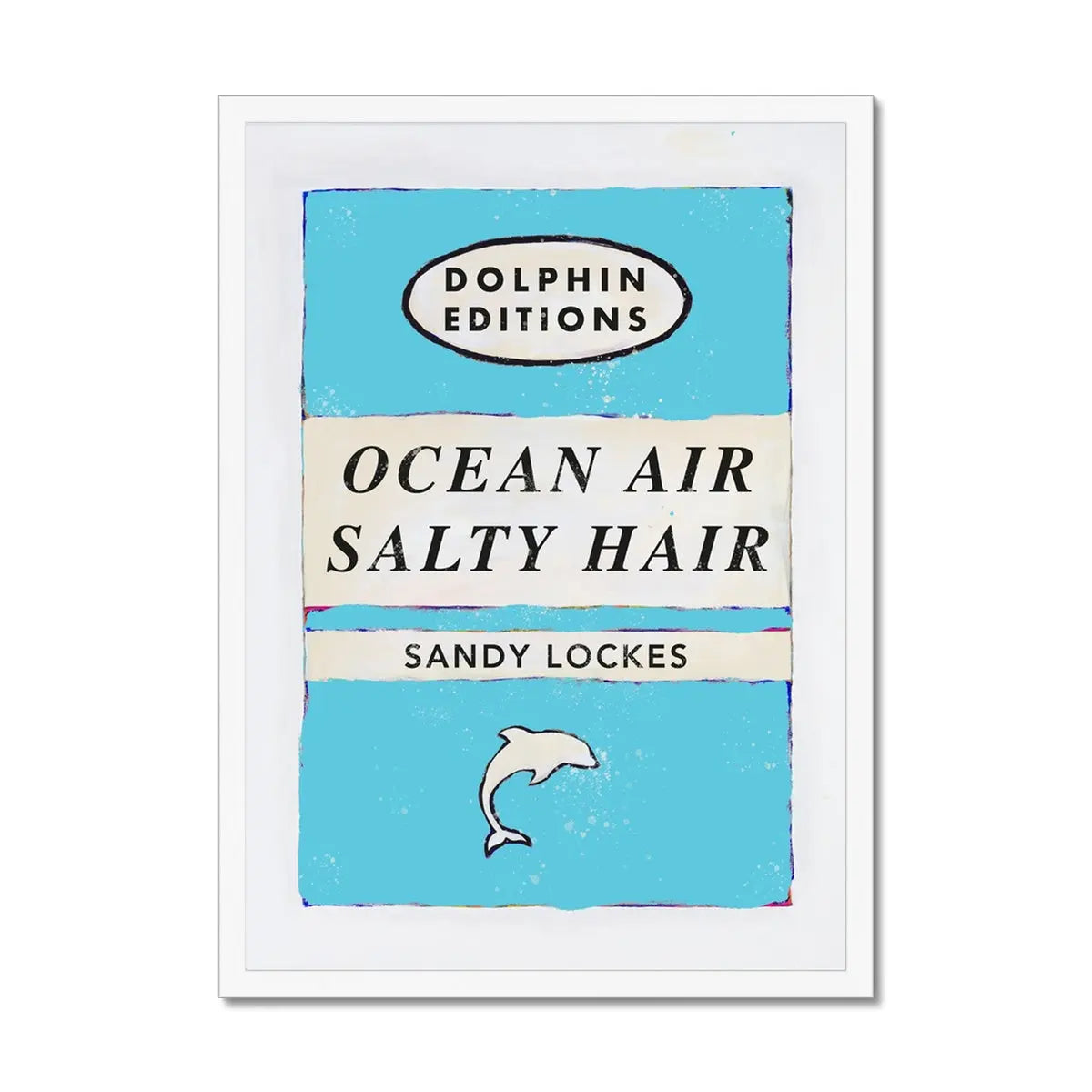 Vintage book cover art print of Ocean Air in light blue. This print comes with a frame for your convenience.