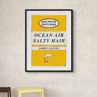 Ocean Air (Sunshine Yellow) Vintage Book Cover Art Print that comes with a frame.