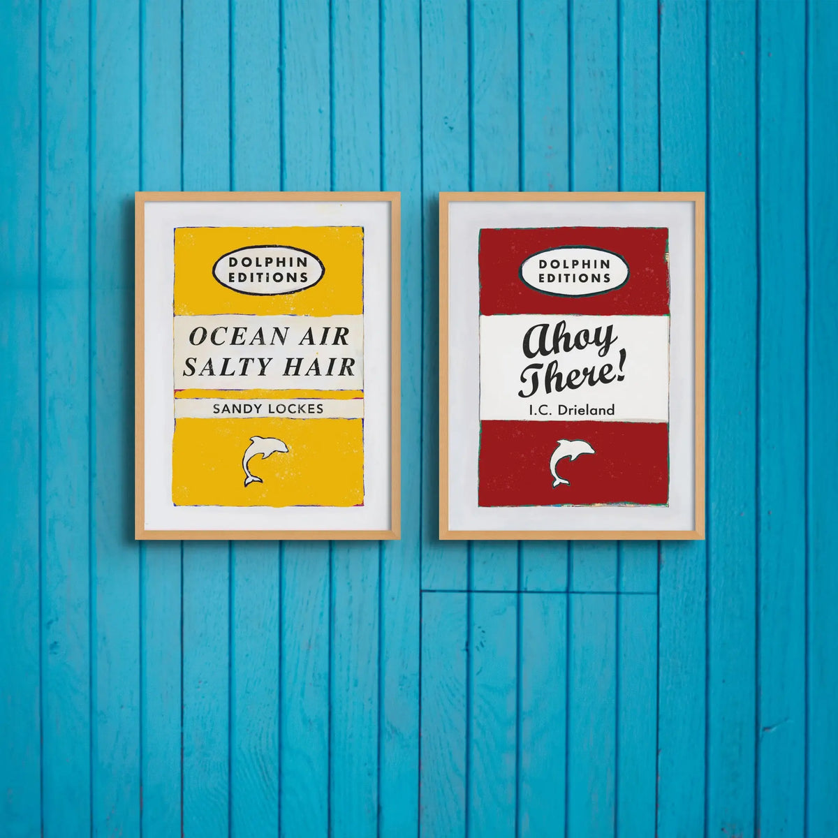 Ocean Air (Sunshine Yellow) Vintage Book Cover Art Print that comes with a frame.