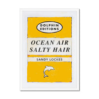 Ocean Air (Sunshine Yellow) Vintage Book Cover Art Print that comes with a frame.