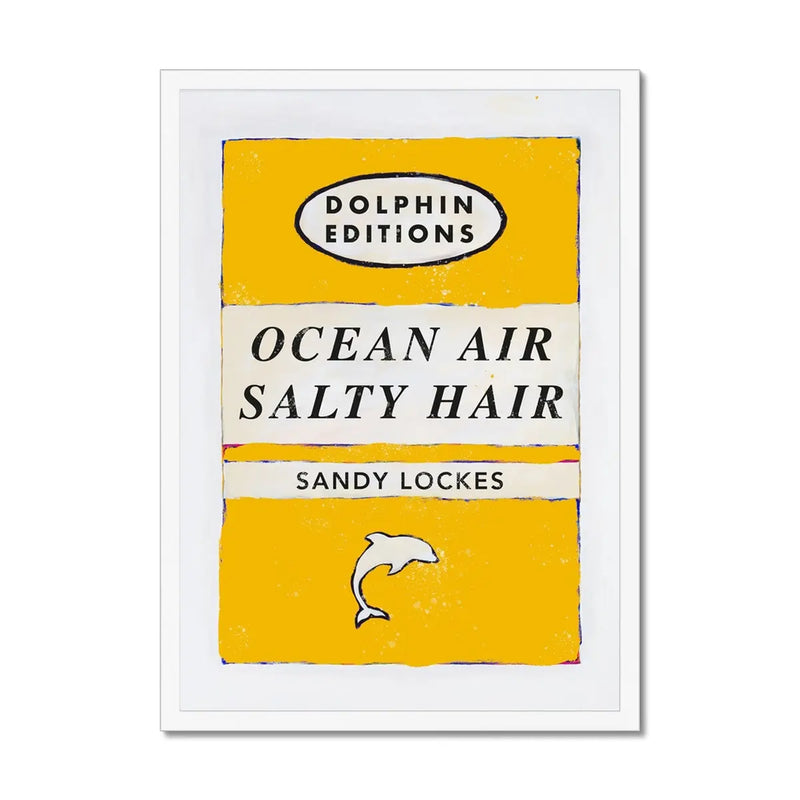 Ocean Air (Sunshine Yellow) Vintage Book Cover Art Print that comes with a frame.