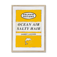 Ocean Air (Sunshine Yellow) Vintage Book Cover Art Print that comes with a frame.
