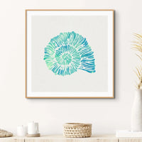 Opal Spiral Shell Art Print | Watercolour Shell Art Print - Framed Shell Wall Art
