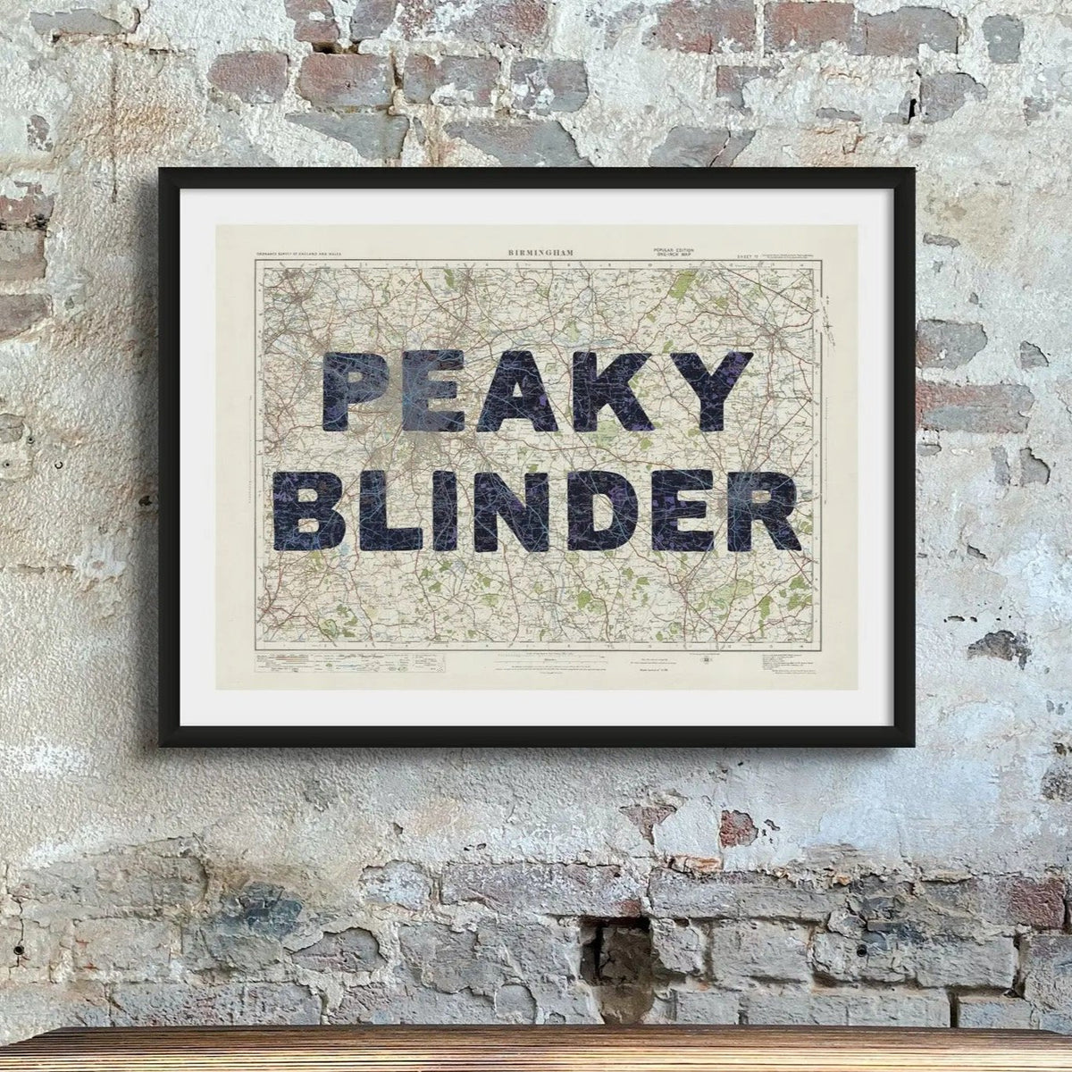 Peaky Blinder | Vintage Map Print | Birmingham - Framed