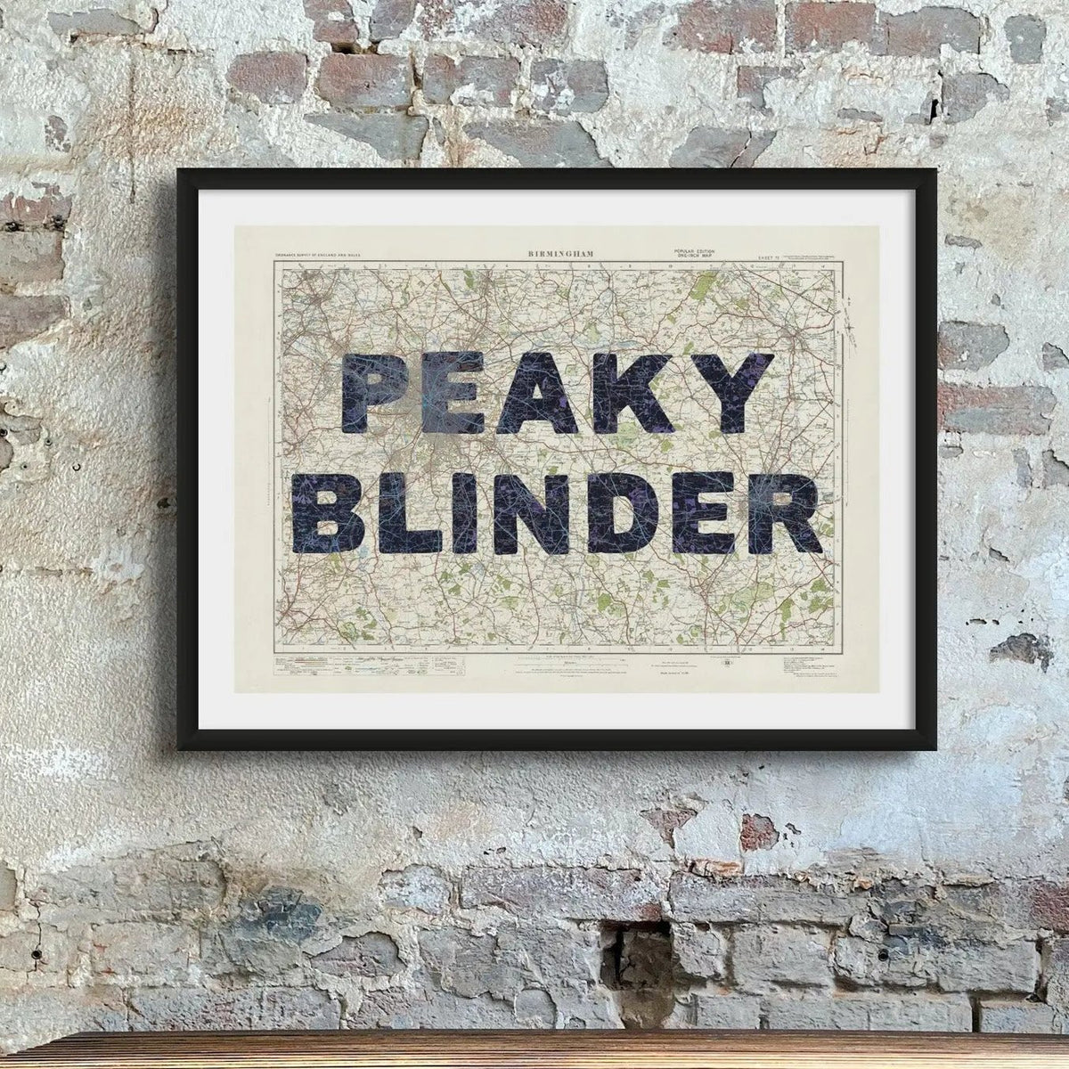Peaky Blinder Print | Vintage Birmingham Map Print - Unframed