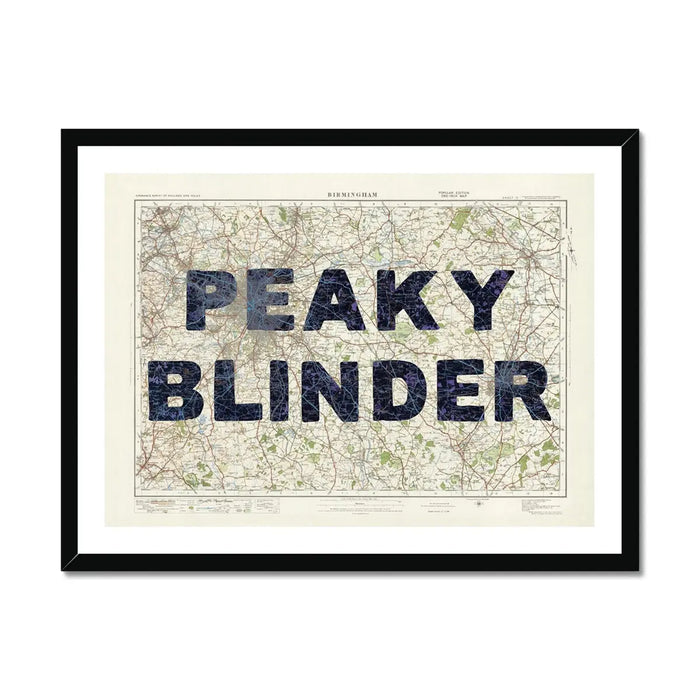 Peaky Blinder | Vintage Map Print | Birmingham - Framed