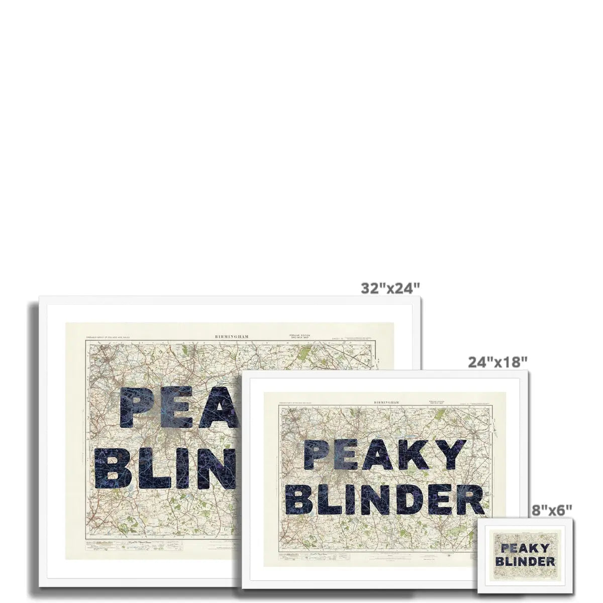 Peaky Blinder | Vintage Map Print | Birmingham - Framed