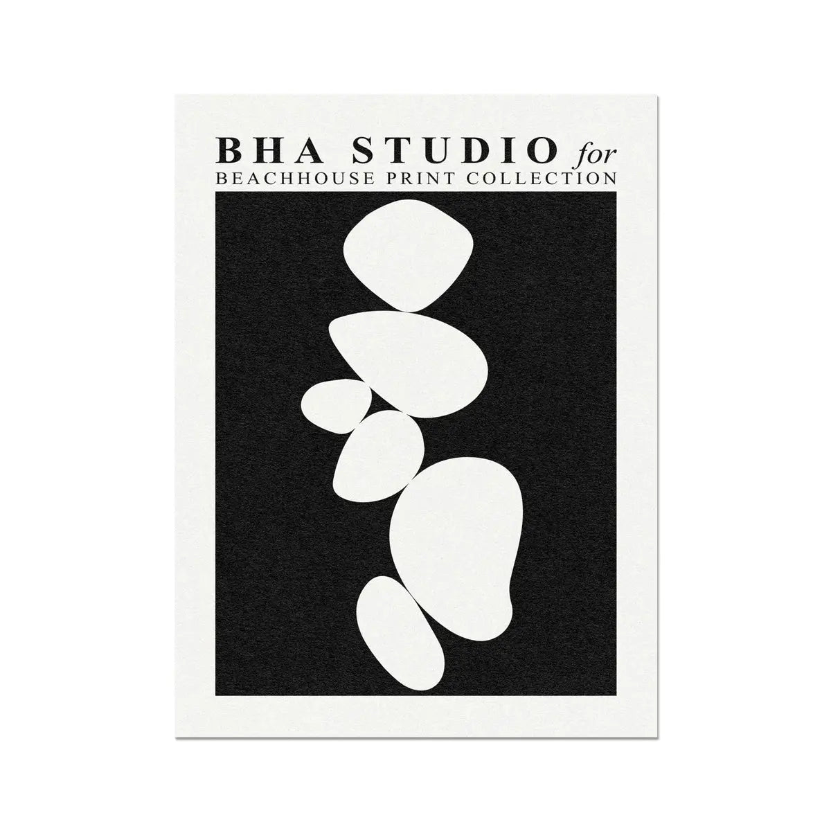 Black & White Abstract Wall Art - Pebble Stack No 1 - Unframed - Beach House Art