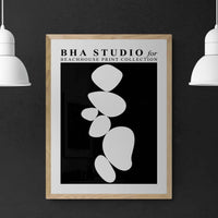 Black & White Abstract Wall Art - Pebble Stack No 1 - Unframed - Beach House Art