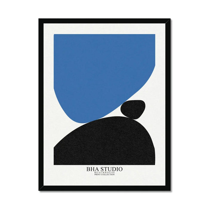 Black & Blue Abstract Wall Art - Pebble Stack No 2 - Framed - Beach House Art
