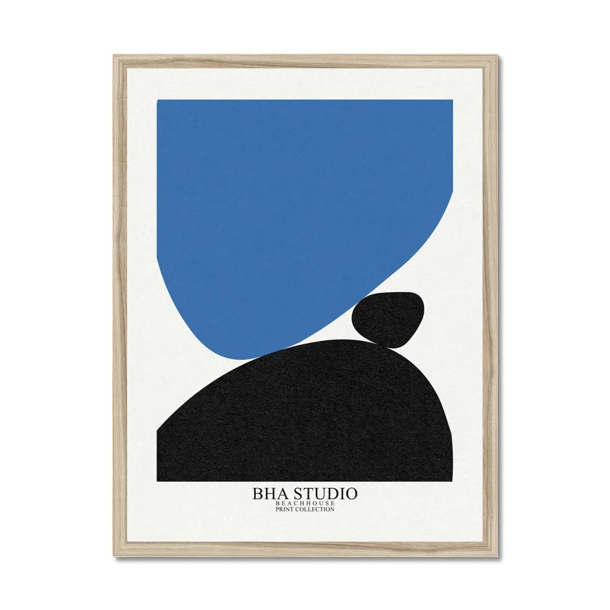 Black & Blue Abstract Wall Art - Pebble Stack No 2 - Framed - Beach House Art