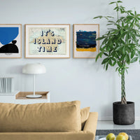 Black & Blue Abstract Wall Art - Pebble Stack No 2 - Unframed - Beach House Art