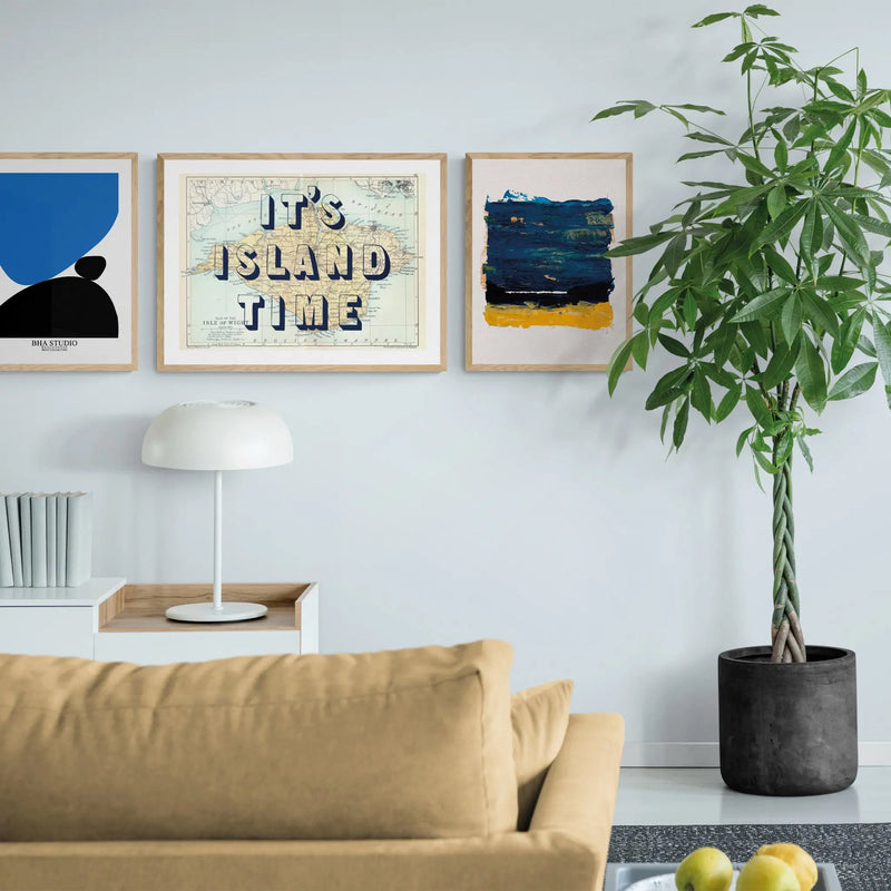 Black & Blue Abstract Wall Art - Pebble Stack No 2 - Unframed - Beach House Art