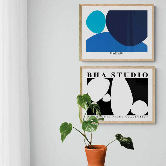 Black & White Abstract Wall Art - Pebble Stack No 5 - Framed - Beach House Art