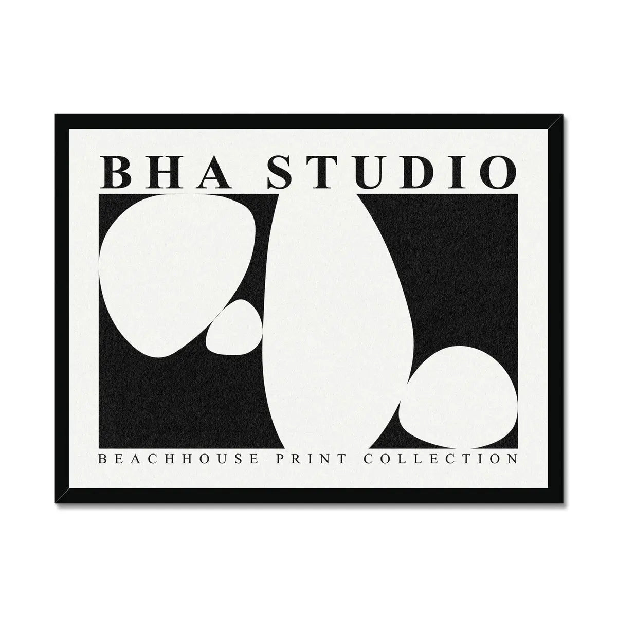 Black & White Abstract Wall Art - Pebble Stack No 5 - Framed - Beach House Art