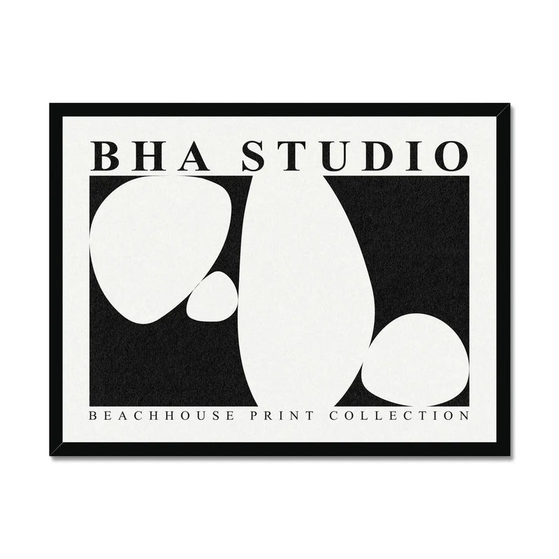 Black & White Abstract Wall Art - Pebble Stack No 5 - Framed - Beach House Art