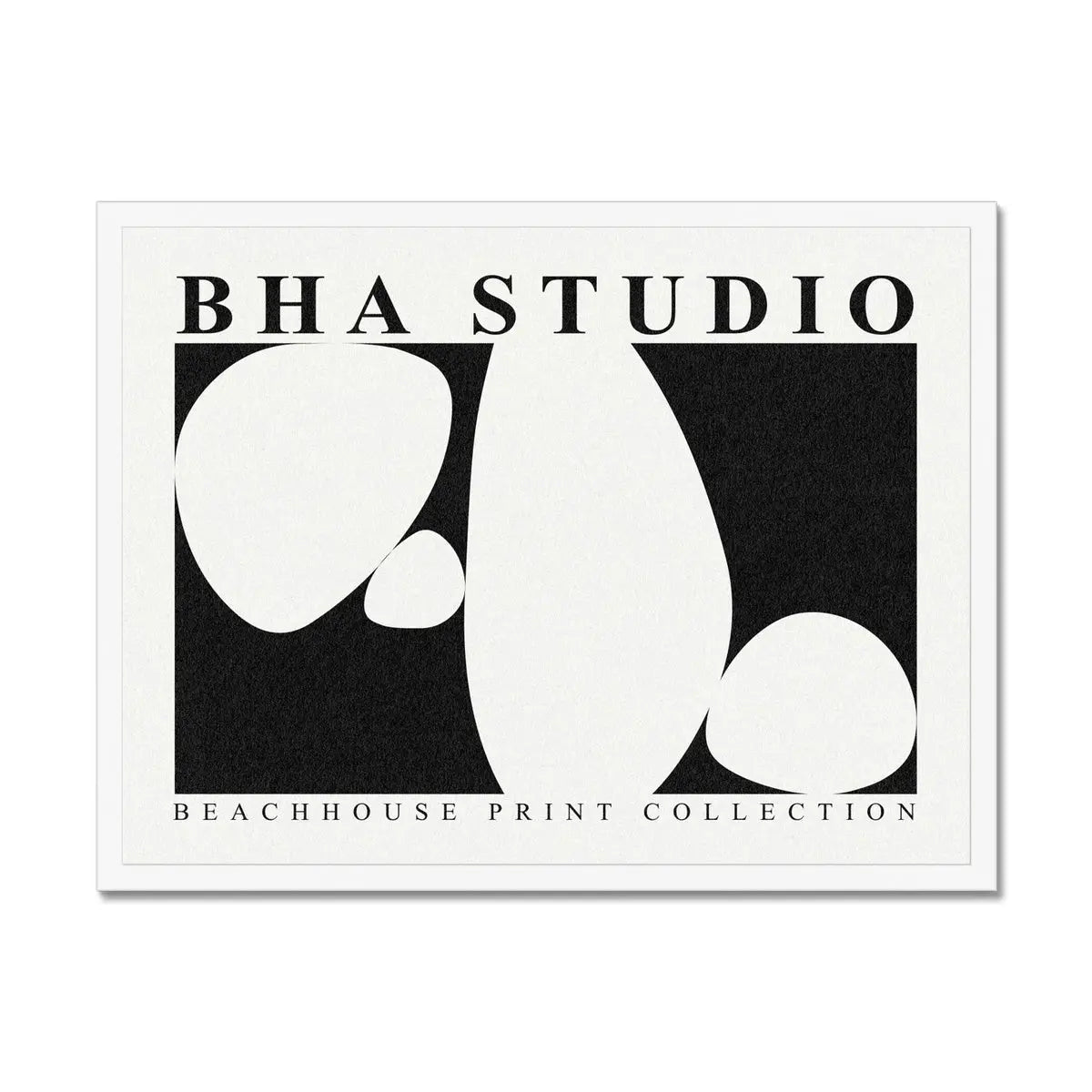 Black & White Abstract Wall Art - Pebble Stack No 5 - Framed - Beach House Art