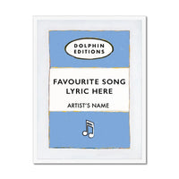 Personalised Book Cover Art Print | Custom Song Lyric Print | Song Lyrics on print in Blue - Framed Wall Art