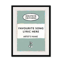 Personalised Book Cover Art Print | Custom Song Lyric Print | Song lyrics on print in Green - Framed Wall Art