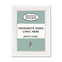 Personalised Book Cover Art Print | Custom Song Lyric Print | Song lyrics on print in Green - Framed Wall Art