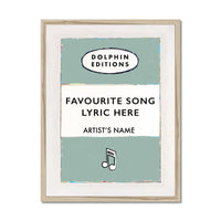 Personalised Book Cover Art Print | Custom Song Lyric Print | Song lyrics on print in Green - Framed Wall Art