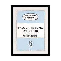 Personalised Book Cover Art | Custom Song Lyric Print | Lyrics on print Blue - Framed Wall Art