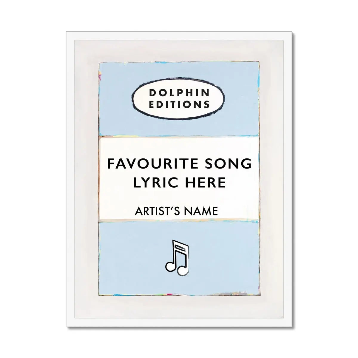 Personalised Book Cover Art | Custom Song Lyric Print | Lyrics on print Blue - Framed Wall Art