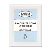 Personalised Book Cover Art | Custom Song Lyric Print | Lyrics on print Blue - Framed Wall Art