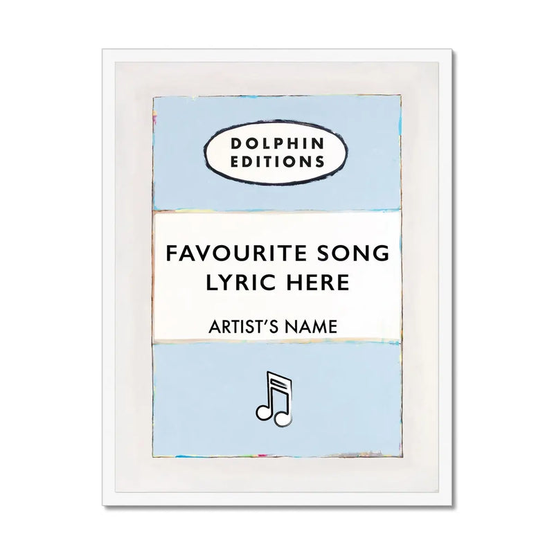 Personalised Book Cover Art | Custom Song Lyric Print | Lyrics on print Blue - Framed Wall Art