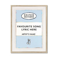 Personalised Book Cover Art | Custom Song Lyric Print | Lyrics on print Blue - Framed Wall Art