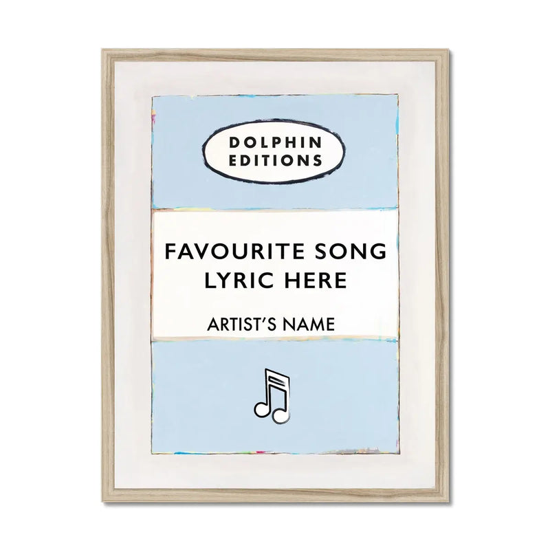 Personalised Book Cover Art | Custom Song Lyric Print | Lyrics on print Blue - Framed Wall Art
