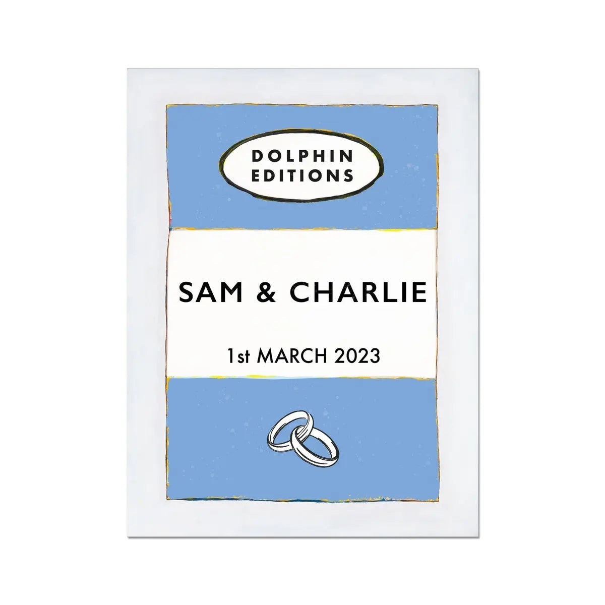 Custom baby name print in blue with personalised name and birth details - unframed wall art