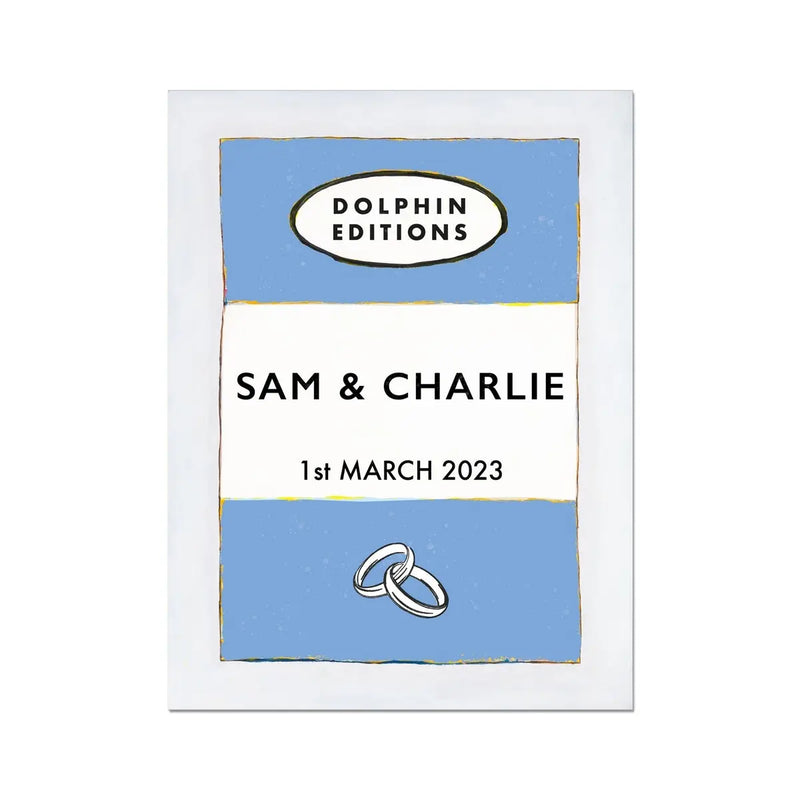 Custom baby name print in blue with personalised name and birth details - unframed wall art