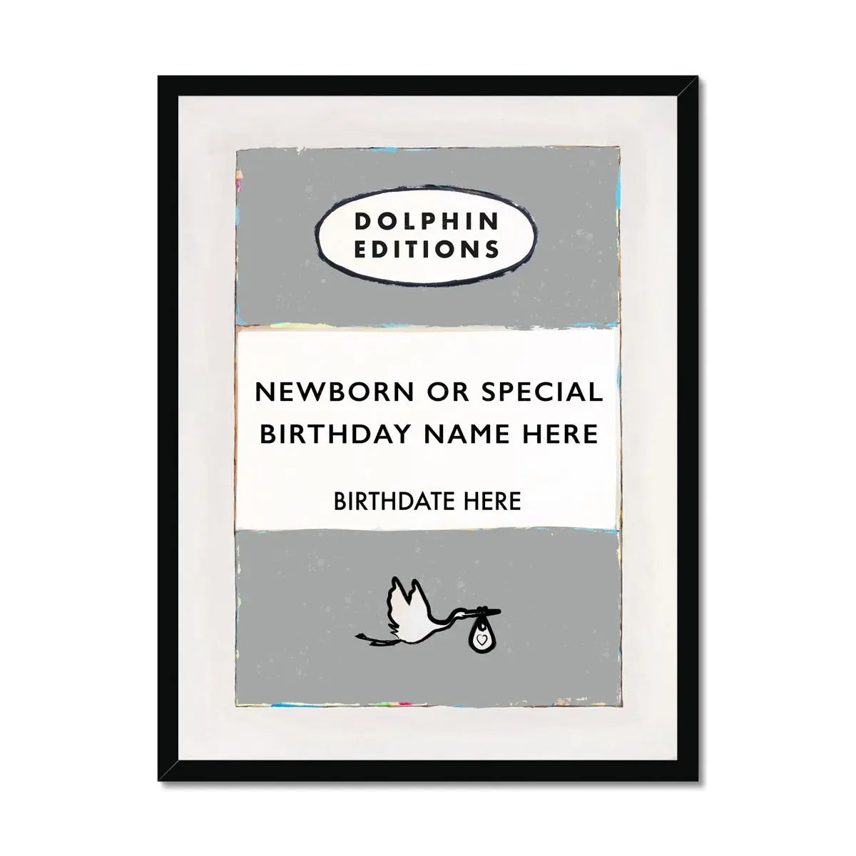 Baby Name Art Print | New baby gifts | Personalised baby gift in Grey - Framed wall art