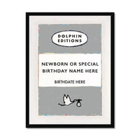 Baby Name Art Print | New baby gifts | Personalised baby gift in Grey - Framed wall art