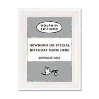 Baby Name Art Print | New baby gifts | Personalised baby gift in Grey - Framed wall art