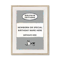 Baby Name Art Print | New baby gifts | Personalised baby gift in Grey - Framed wall art