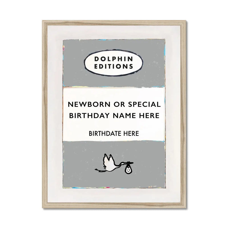 Baby Name Art Print | New baby gifts | Personalised baby gift in Grey - Framed wall art