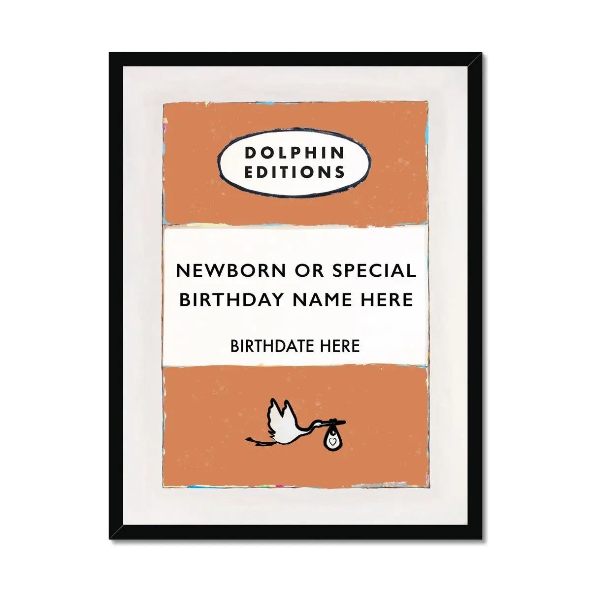 Custom Baby Name Print | Personalised Newborn Baby Print | Orange - Framed Wall Art