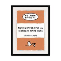 Custom Baby Name Print | Personalised Newborn Baby Print | Orange - Framed Wall Art