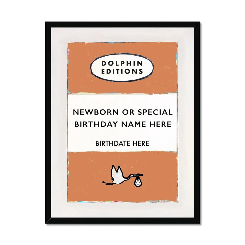 Custom Baby Name Print | Personalised Newborn Baby Print | Orange - Framed Wall Art