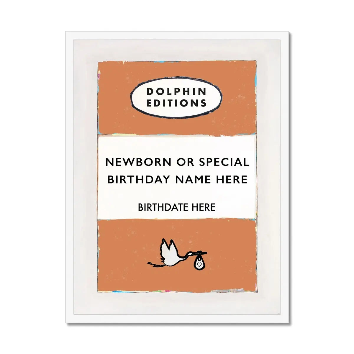 Custom Baby Name Print | Personalised Newborn Baby Print | Orange - Framed Wall Art