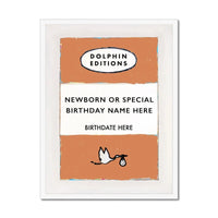 Custom Baby Name Print | Personalised Newborn Baby Print | Orange - Framed Wall Art