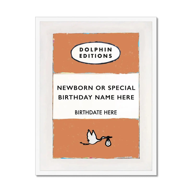 Custom Baby Name Print | Personalised Newborn Baby Print | Orange - Framed Wall Art