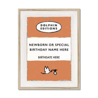 Custom Baby Name Print | Personalised Newborn Baby Print | Orange - Framed Wall Art
