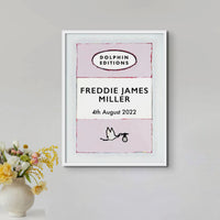 Custom Baby Name Print | Personalised Newborn Baby Name Print Gift | Pink - Framed Wall Art